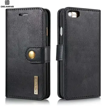 

DG Ming Cowhide Leather Card Slots Wallet Magnetic Detachable Case Cover for iPhone 7 8