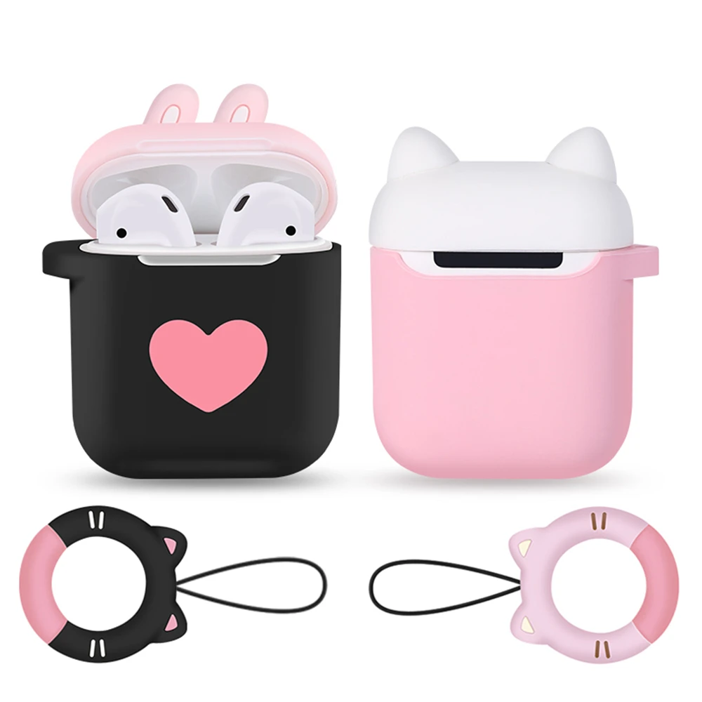 

Soft Silicone Case with Hanging finger ring Shockproof Slim Earphone Protective Cover For Airpods Cell Phones & Accessories