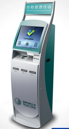 Touch screen bill payment kiosk with return