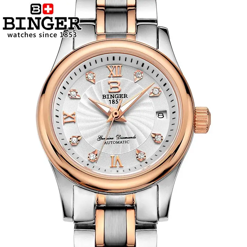Switzerland BINGER Women s Watches Luxury Brand Diamond Automatic Mechanical Auto Date Waterproof Sapphire Female Clock B 603L 5
