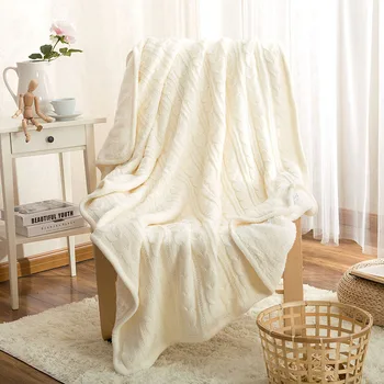 

100% Cotton Knitted Blanket Quality Assurance Spring Sheep Warmth Velvet Blankets Knitted Wool Blanket Sofa/Bed Cover Blanket