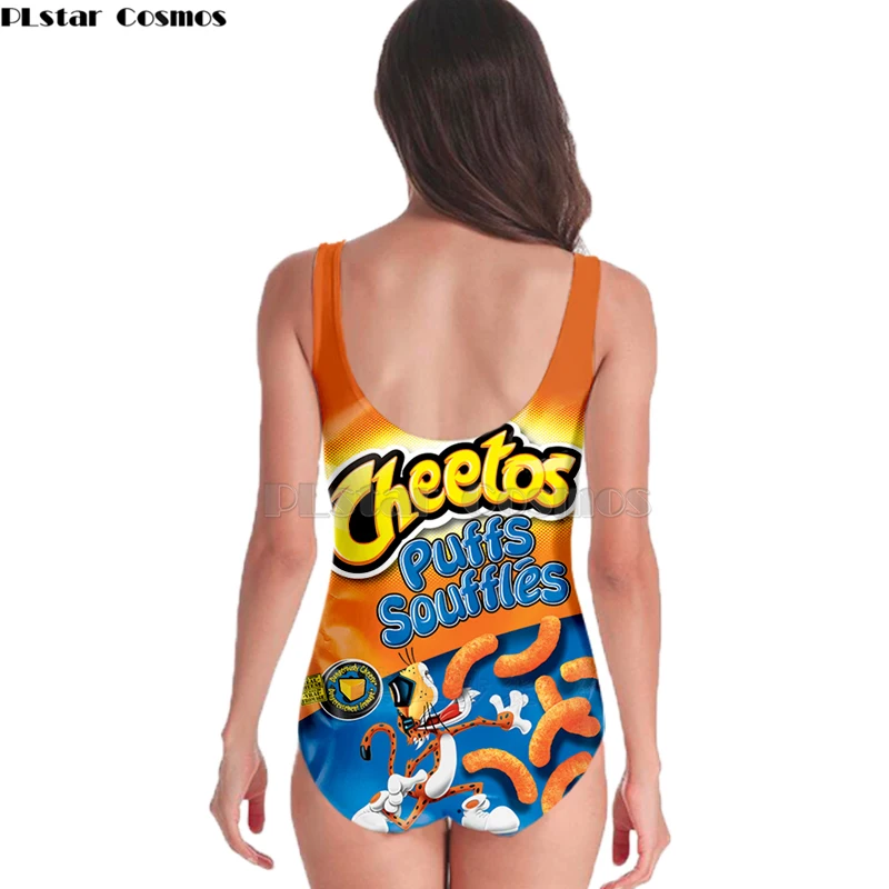 Горячие Cheetos женские без рукавов сексуальные косплей французские картофель фри 3D печатные пляжные купальники Цельный купальник-18