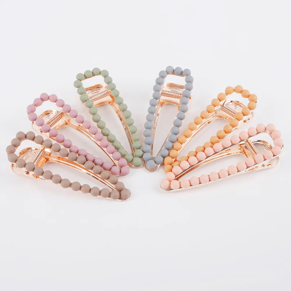 Korean ins Scrub Pearl Hair Clip Morandi Color Drop Edge Clip about 8cm length 1Pc hair barrette girl gift hair accessories Korean ins Scrub Pearl Hair Clip Morandi Color Drop Edge Clip about 8cm length 1Pc hair barrette girl gift hair accessories