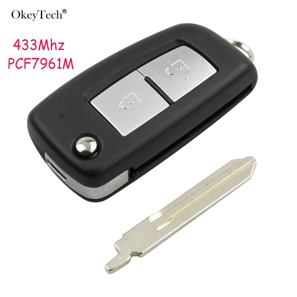 Billige Okeytech 2 Taste 433Mhz FSK PCF7946 Chip Fernbedienung Auto Schlüssel Für Nissan Qashqai Sunny NV200 Auto Fern Folding Key mit Uncut Klinge