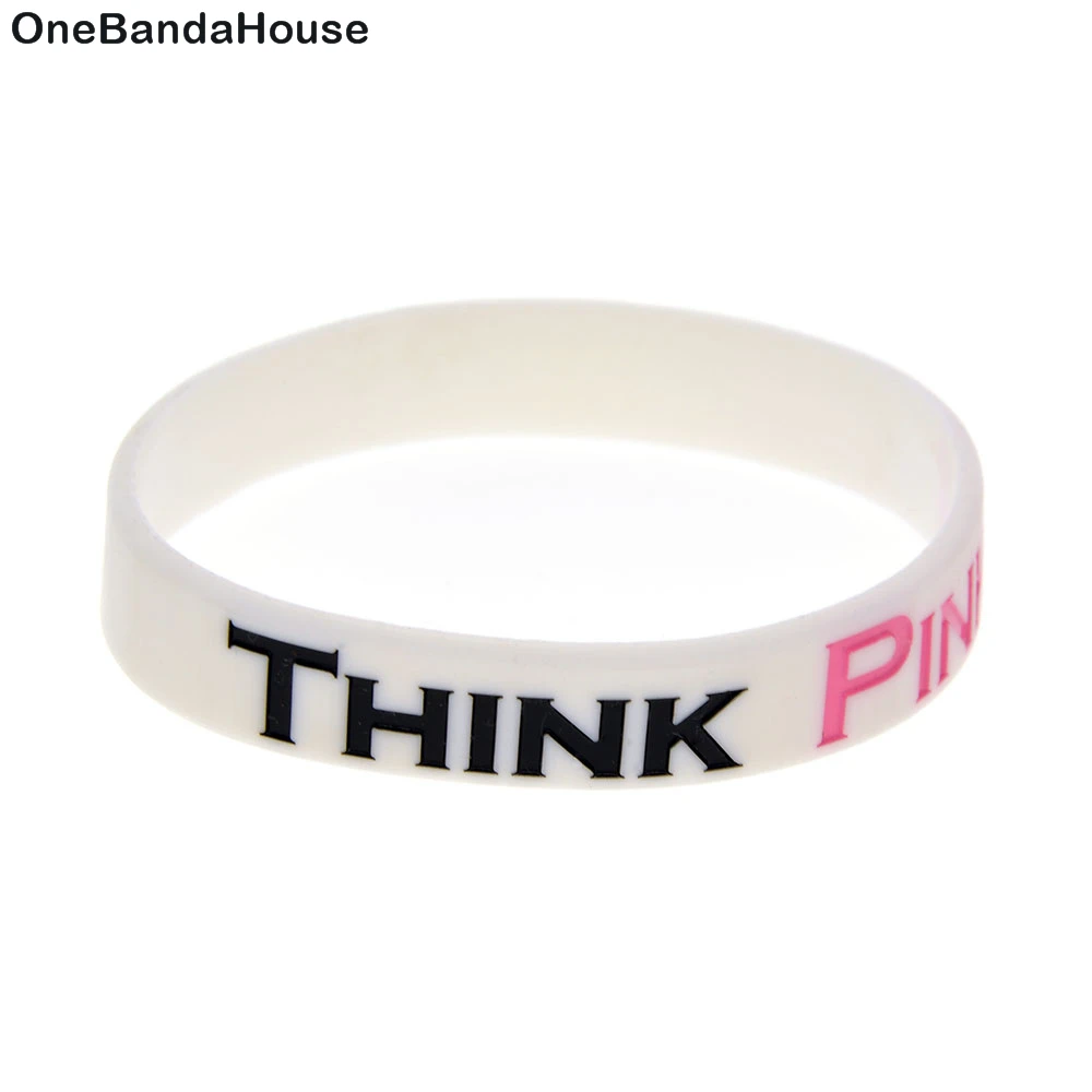 OBH 1 шт. Рак молочной железы Think Pink силиконовой резины Напульсники белый|silicone
