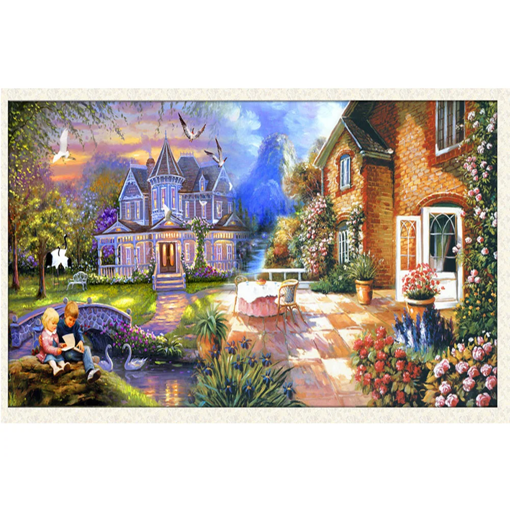 

DIY5D Diamond Mosaic Beautiful Lake House Scenery Full DIY Diamond Painting Cross Stitch Kit Diamonds Embroidery Home Decor H778