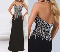 2015 New Fashion Glitter Black Prom Dresses Crystal Beaded Chiffon Long Evening Gown Luxury robe de soiree