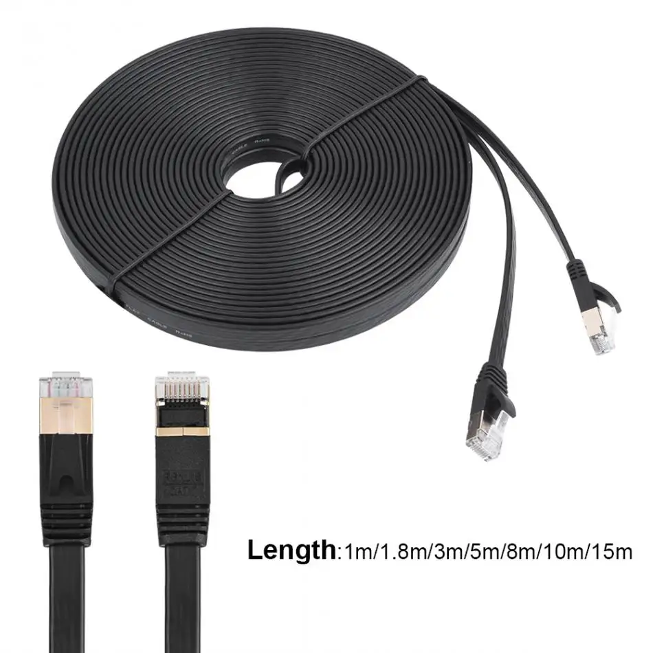 CAT7 RJ45 Lan кабель 1 м/1 8 м/3 м/5 м/8 м/10 м/15 м 600 МГц экранированный сетевой плоский Ethernet