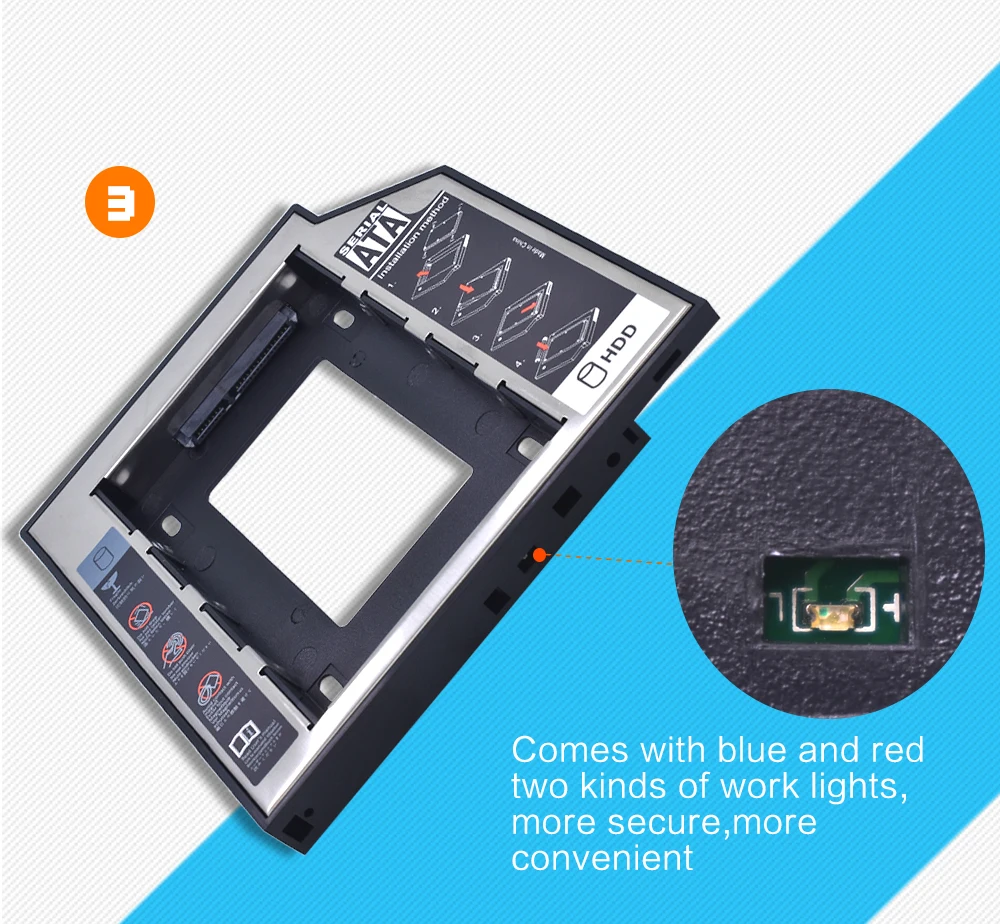 TISHRIC Универсальный алюминиевый 2nd HDD Caddy 12,7 мм SATA 3,0 для 2,5 "SSD жесткий диск Корпус драйвера корпус DVD cd-rom адаптер Optibay