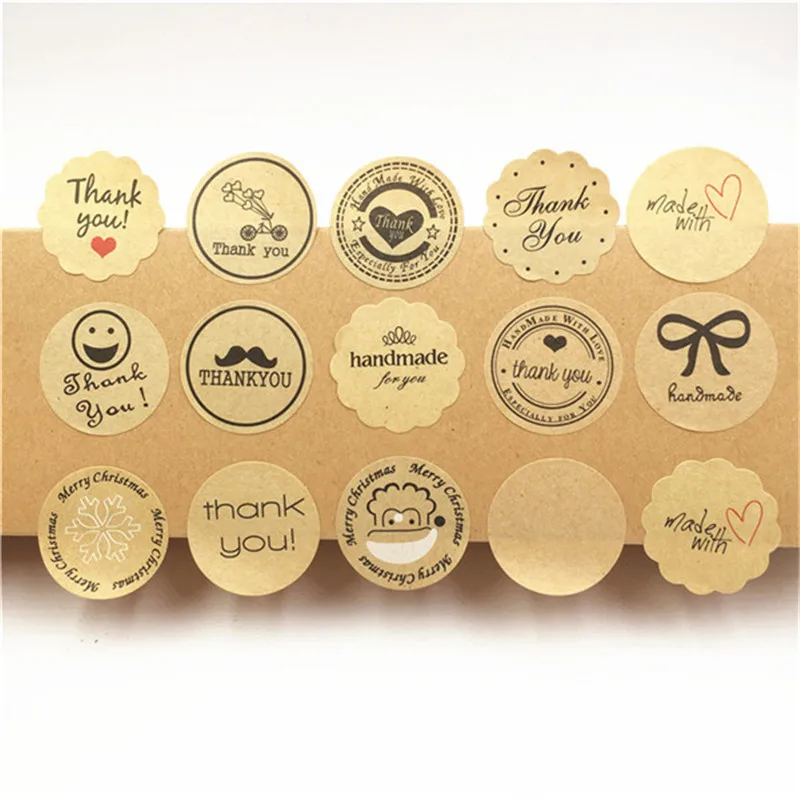 

200Pcs 3cm Love Thank You Self-Adhesive Stickers Kraft Label Sticker Handmade Gift Festival Birthday Boxes Candy Paper Sticker