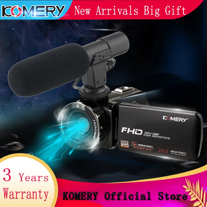 

KOMERY New Arrivals Video Camera Camcorder 3.0 inch IPS HD Touch Screen Real 1080P Original Digital Cameras and Video Recorder