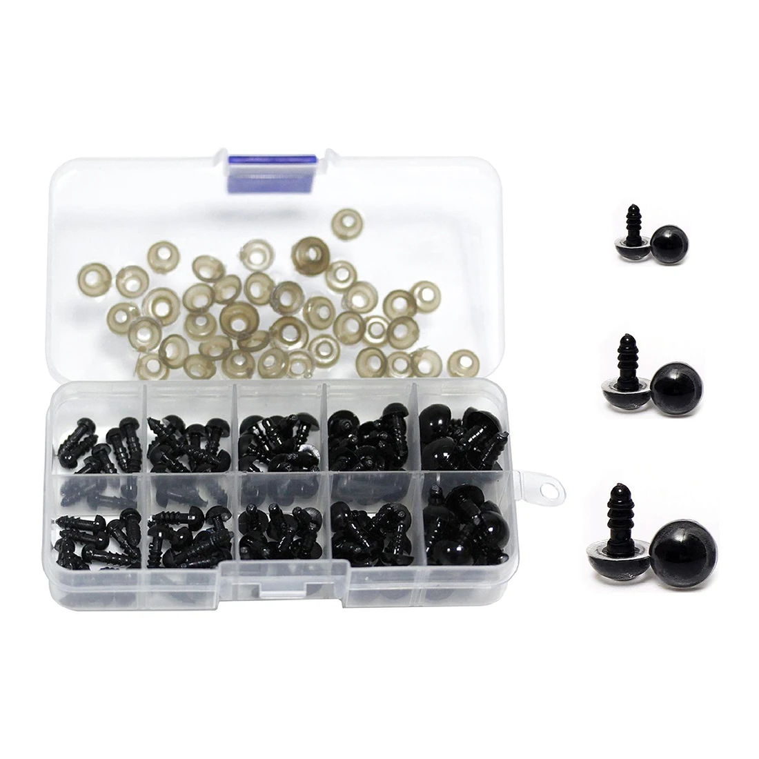 

100X Plastic Safety Eyes Toys for Teddy Bear Doll Animal Making Craft DIY Screws Black Size:6/8/9/10/12mm
