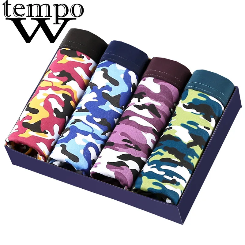 WTEMPO брендовые шорты-боксеры, мужские удобные боксеры, модель, сексуальное мужское нижнее белье, домашние трусы, высокое качество, 4 шт./лот