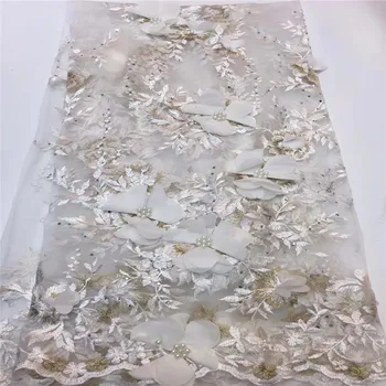 

Cassiel 3D Flower Net Lace Fabric 2019 High Quality African Nigerian Applique Mesh Tulle Wedding Material For Dress