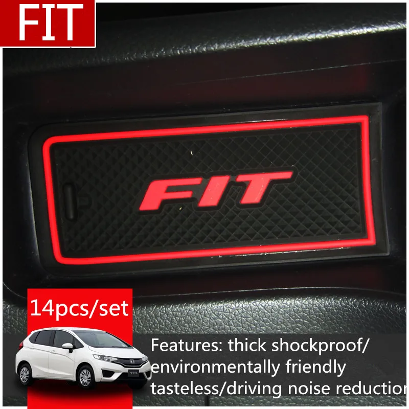 

3D Rubber Mat Door Slot Pad Car Interir Anti Slip Mat Cup Cushion Dust mat Gate Slot Mat For Honda Fit 2014-2018 Car styling