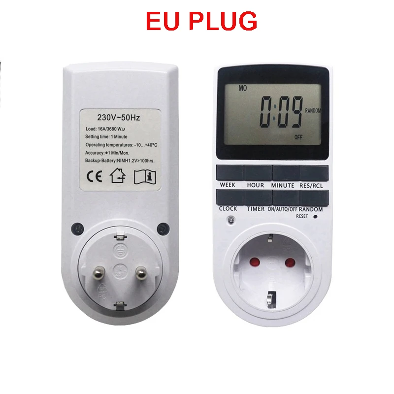 

Digital Programmable Timer Electrical Wall Plug-in Power Socket Timer Switch Outlet Timing Clock EU plug