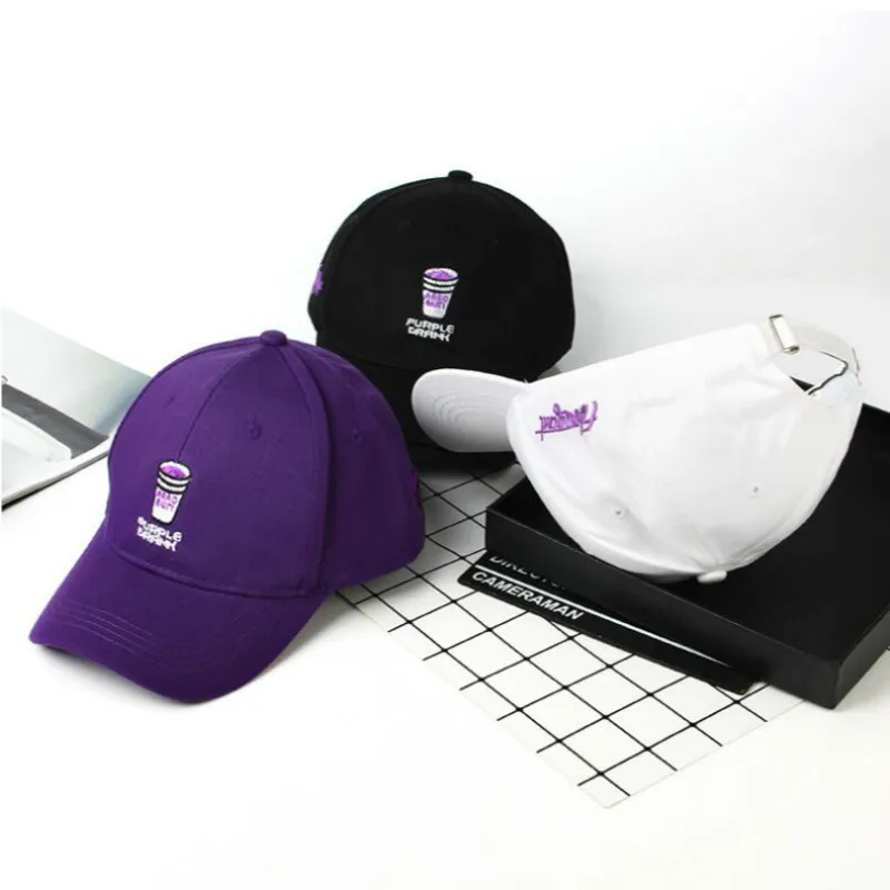 Фиолетовая шапка с вышивкой для папы, кепка для женщин, хлопковая бейсболка, хип-хоп Мужская шапка, кепка, регулируемая изогнутая Спортивная Кепка, бейсболка Kpop