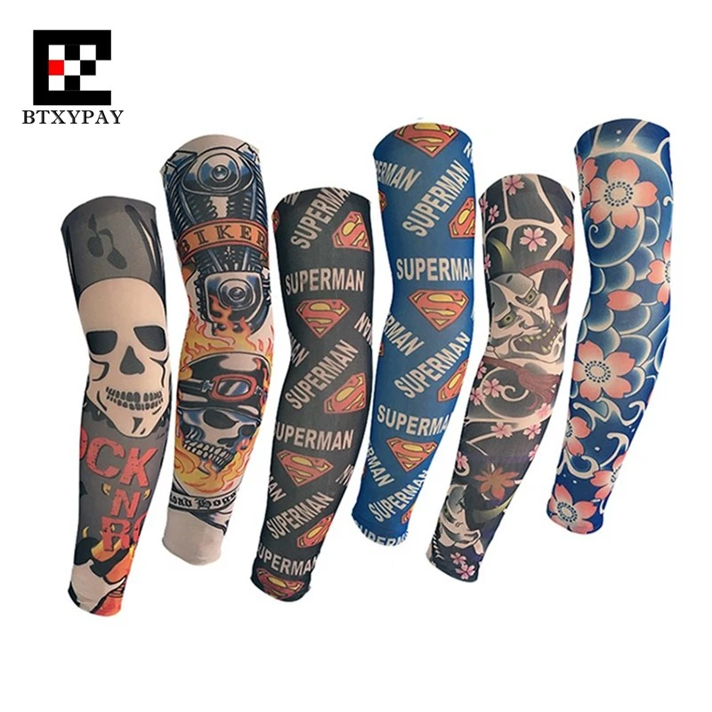 Краска для тела Анти-УФ солнцезащитный крем супер эластичные тату рукава Гетры, хип-хоп рок, модные крутые спортивные защитные длинные перчатки
