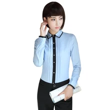 Casual Women Blouse Female Elegant Blue Slim Fit Long sleeves Shirt Ladies Tops Office Ladies OL New Style Fashion Work wear
