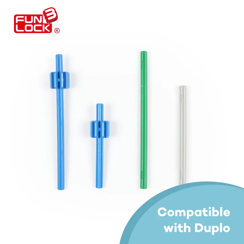 Funlock Duplo блоки игрушки рабочие части длинные и короткие оси Строительные кирпичи