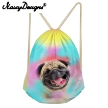 NOISYDESIGNS пляжные сумки 3D мопса печати красочный рюкзак на шнурке boy'sPortable сумка для хранения для женщин Mochila
