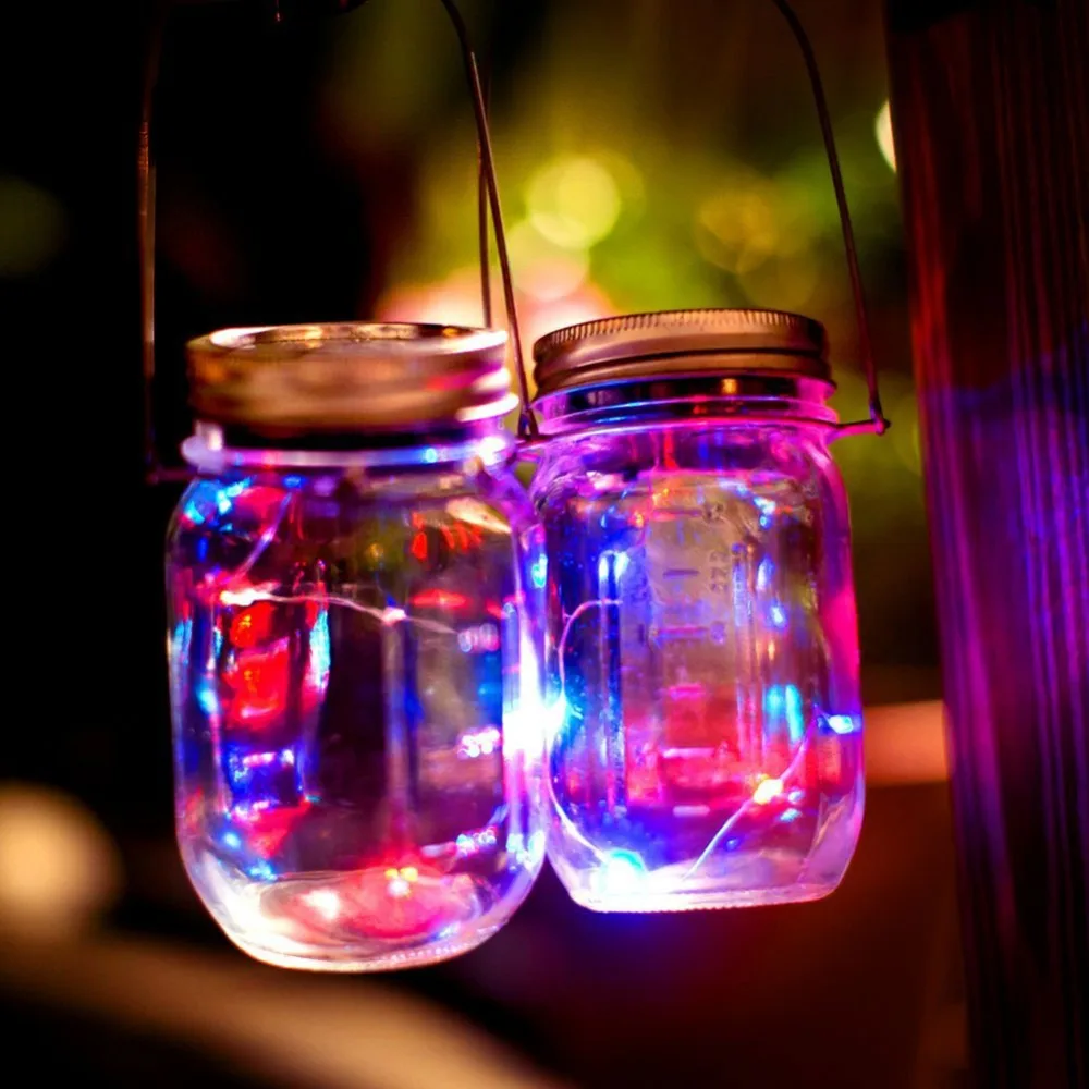 

1PC Waterproof LED Solar Light Outdoor Jar Can Cap Copper Light String Strip Wire DIY Lid Party Decoration Night Lamp LED Garden