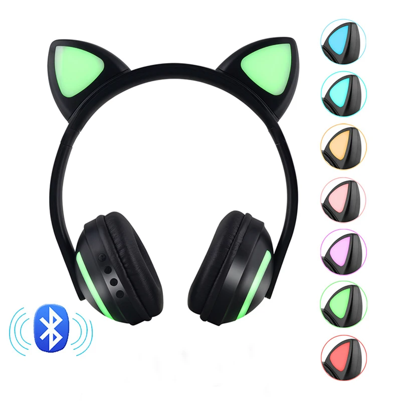 7 цветов светодиодный светильник Беспроводной Bluetooth наушники 3D стерео мигающие