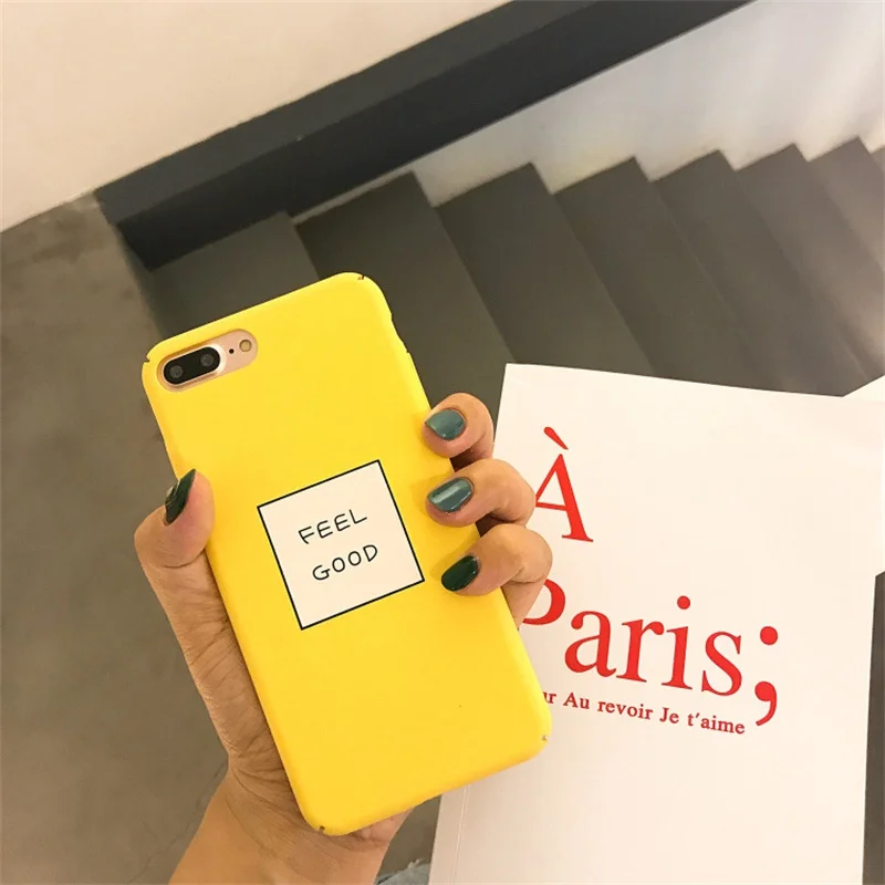

Phone Cases for iPhone 8 X XR XS Max Simple Style FEEL GOOD Word Pattern Phone Back Cover for iPhone 6 6s 7 8 Plus