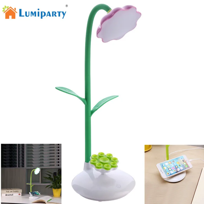 

LumiParty Sunflower Desk Lamp Flexible Gooseneck LED Table Lamp with Phone Stand Holder Touch Sensitive Rechargeable