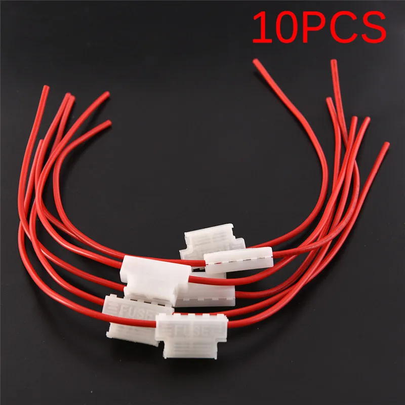 

10pcs/ Lot 5A Car Fuses Car Middle Fuse Holder With Cable For Car Boat Truck ATC/ATO Blade Red Car Accessories