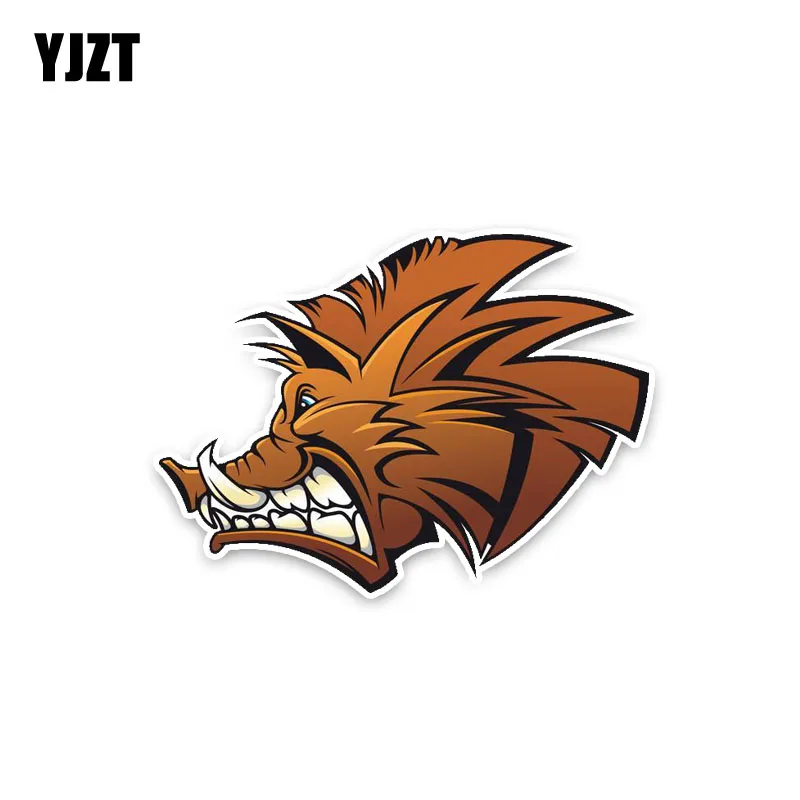 

YJZT 12.4*9.1CM Frightening Ferocious Ugly Wild Boar Decals PVC Popular Animal Nice Quality Car Sticker C1-3351