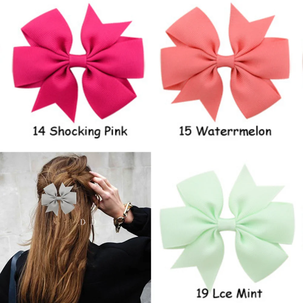 

1 Pcs Silver Fashion Lovely 12 Color Hair Clip Women Six-eared Ribbon Fishtail Bow Hairpin Headdress Accessories Styling Tools