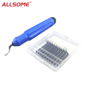 

ALLSOME NB1100 Burr Handle With 10pcs HSS BS1010 Blades Deburring Tool Set Deburring Tool For Cutting Plastic HT1576+