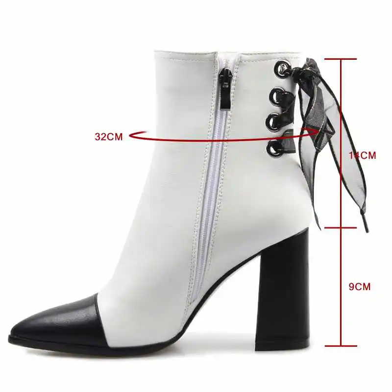 Starke Schwarz Ivory Heels High Lisa Frühling Schuhe Damen Spitz Platz Desinger Orcha Stiefeletten Weiß Stiefel Frauen Leder Pu zSITnqw7