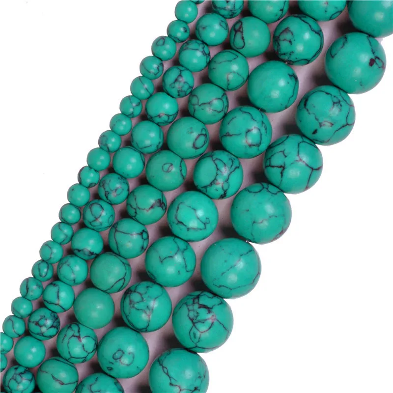 Искусственный камень зеленый черный бирюза Howlite Круглые свободные шарики из