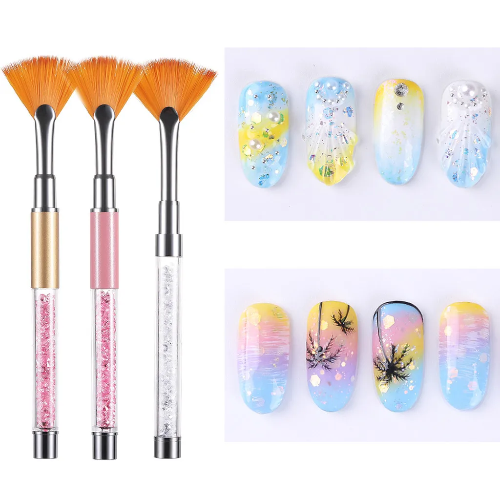 

New Manicure Fan Pen Gradient Smudge Flash Powder Shake Poke Pen Manicure Tool Polish Brush DIY Tool Pluma de uсas