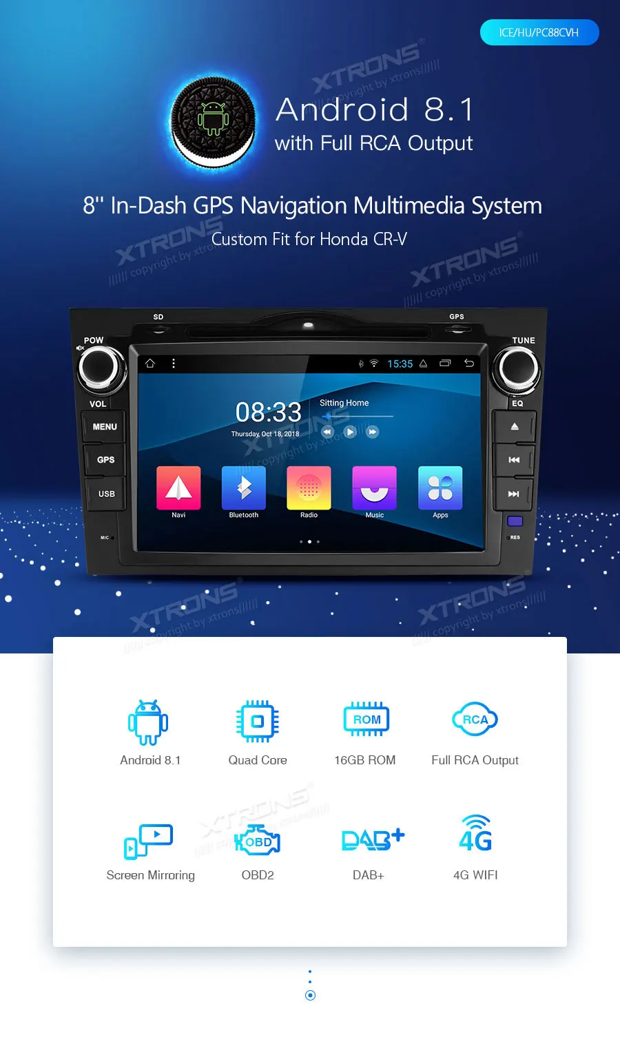 Sale 8" Android 8.1 Oreo OS Car DVD Multimedia GPS Radio for Honda CR-V 2007-2012 (3rd Generation) with Split Screen Function Support 1