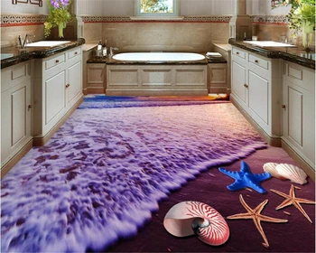 

beibehang High fashion wallpaper beach starfish sunset bathroom indoor bathroom 3D flooring papel de parede 3d wallpaper tapety