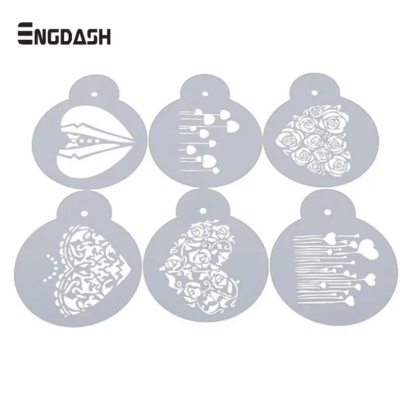 

ENGDASH 6pcs Fondant Cake Stencil Carved Printing Patterns Mold Wave Stripes Print Pattern Spray Template DIY Modeling Design