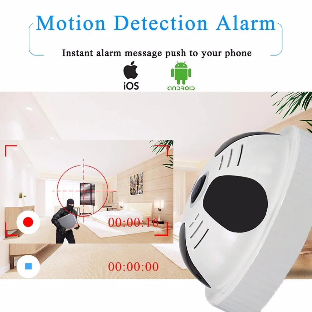 

360 Degree Panoramic Fisheye Security Dome Camera Wifi Home Surveillance IP Camera Cctv Wireless IR Night Vision Mini Nanny Cam