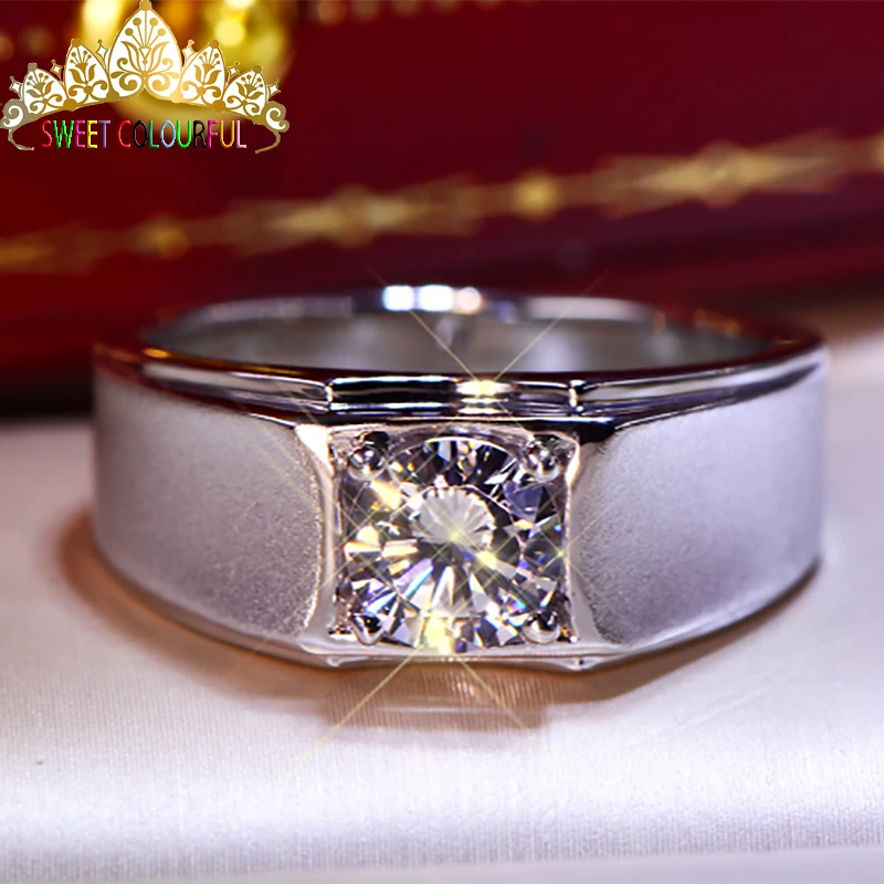 

100% 18K 750Au Gold Moissanite Diamond man Ring D color VVS With national certificate MO-004