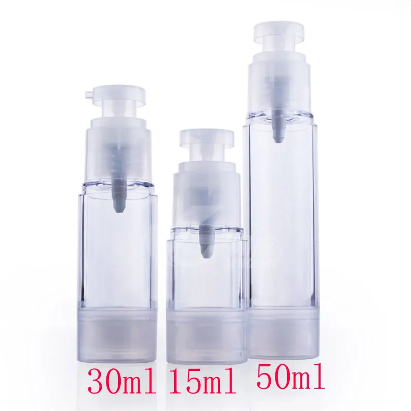 

50ml full transparent AS vacuum airless plastic bottles for personal care,1.7oz refillable shampoo bottles,skin lotion packaging