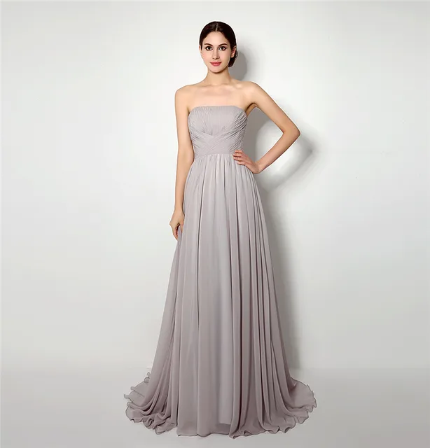 Forevergracedress Cheap Silver Bridesmaid Dress New Arrival A Line Long Lace Up Back Chiffon