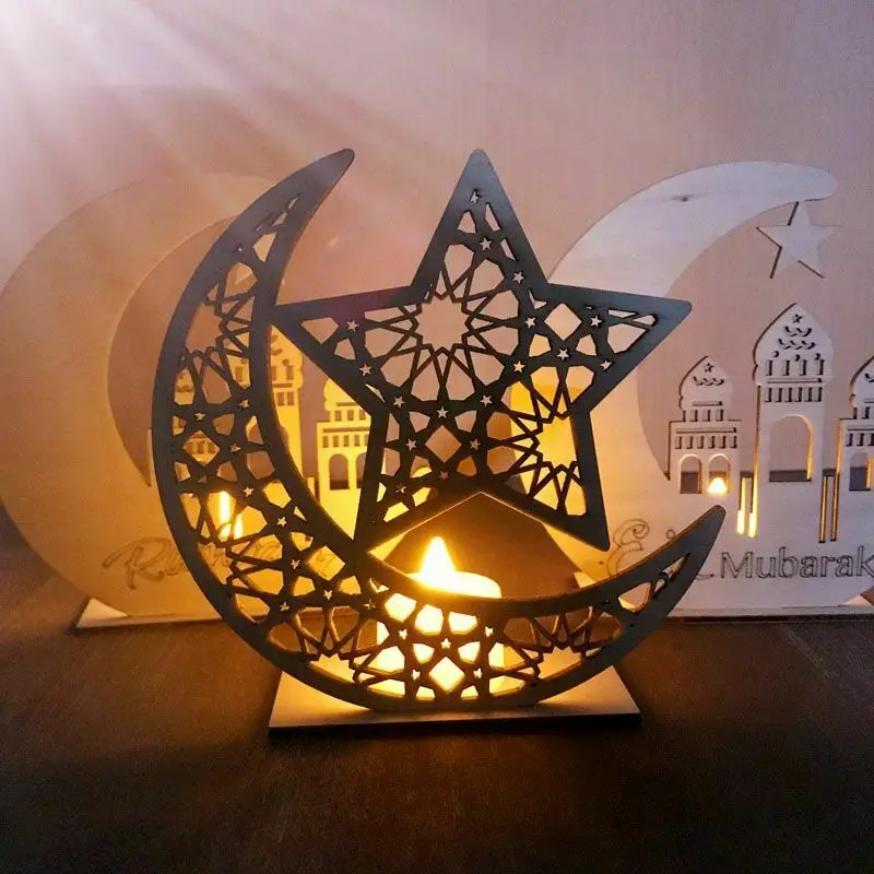 1 шт. деревянный ИД Мубарак DIY замок Луна домашний декор Рамадан ИД Мубарак деревянная табличка подвесной кулон декор для Рамадана деятельности