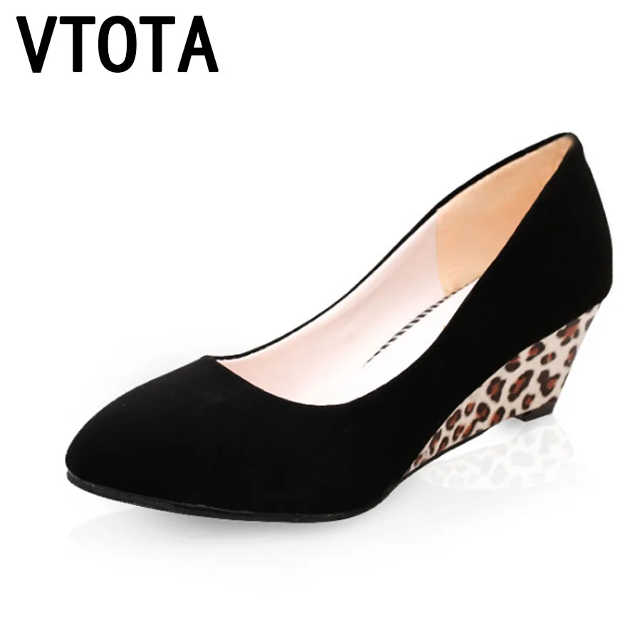 

VTOTA High Heels Shoes Fashion Ladies Shoes Wedges High- Heeled Shoes Woman Platform Black Leopard Pumps Slip On Shoes Women C6