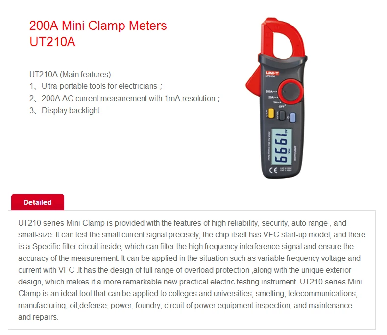 force gauge UNI-T Clamp Meter UT210 Series AC Current Mini Clamp Multimeter Digital True RMS Pliers Ammeter Auto Range soil ph tester