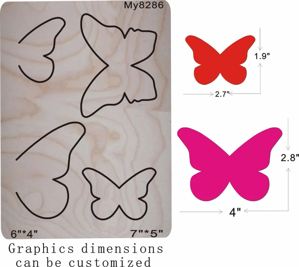 

Small butterfly women and girls wood moulds die cut accessories wooden die Regola Acciaio Die Misura my