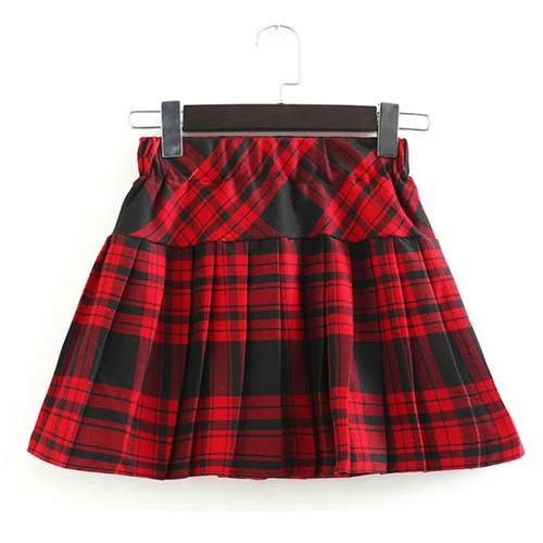 Детская юбка школьные юбки для девочек юбка с эластичной резинкой на талии для девочек плиссированные юбки на весну и осень модная детская одежда для школы От 3 до 13 лет - Цвет: Red and black skirt