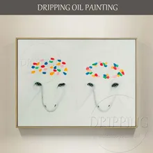Artist Hand-painted High Quality Double Sheep Oil Painting on Canvas Beautiful Sheep Head with Flowers Oil Painting for Wall Art beautiful sheep postcard book