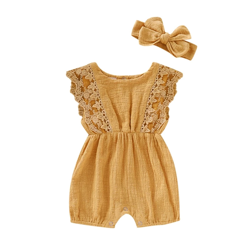 Meninas do Bebê Headband plus Romper Conjunto de Roupas de Bebê Roupas Crianças Romper Bodysuit Verão 0 24 m 4 Conjuntos de roupas